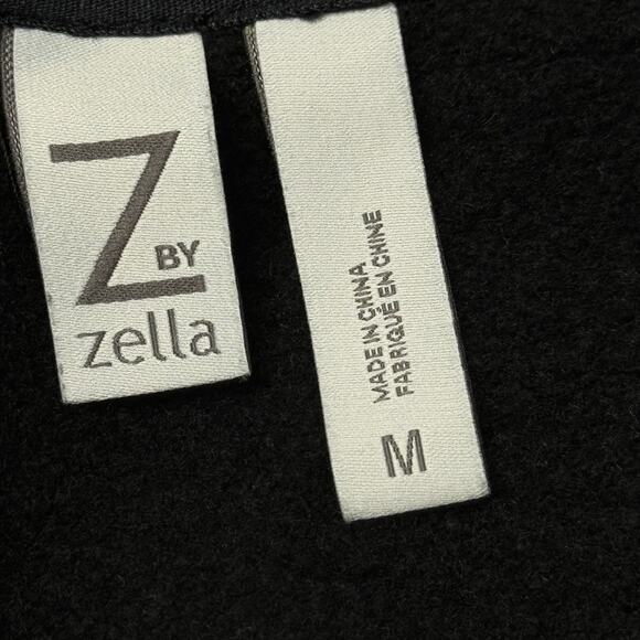 Z by ZELLA Black Ribbed Knit Cardigan Sz M Snap Draped Long Sleeves Cotton Blend - Picture 6 of 6